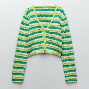 Zara Striped Knit Sweater Cardigan